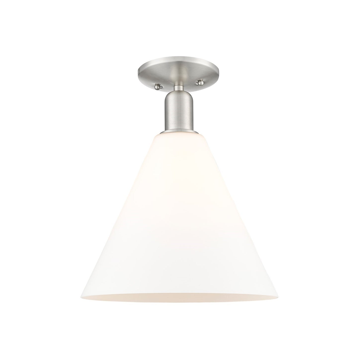 Innovations Berkshire Glass 12in 1-Light Semi-Flush Mount | Industrial Brushed Satin Nickel and Matte White Glass | Hallway & | Model 716-1C-SN-GBC-121