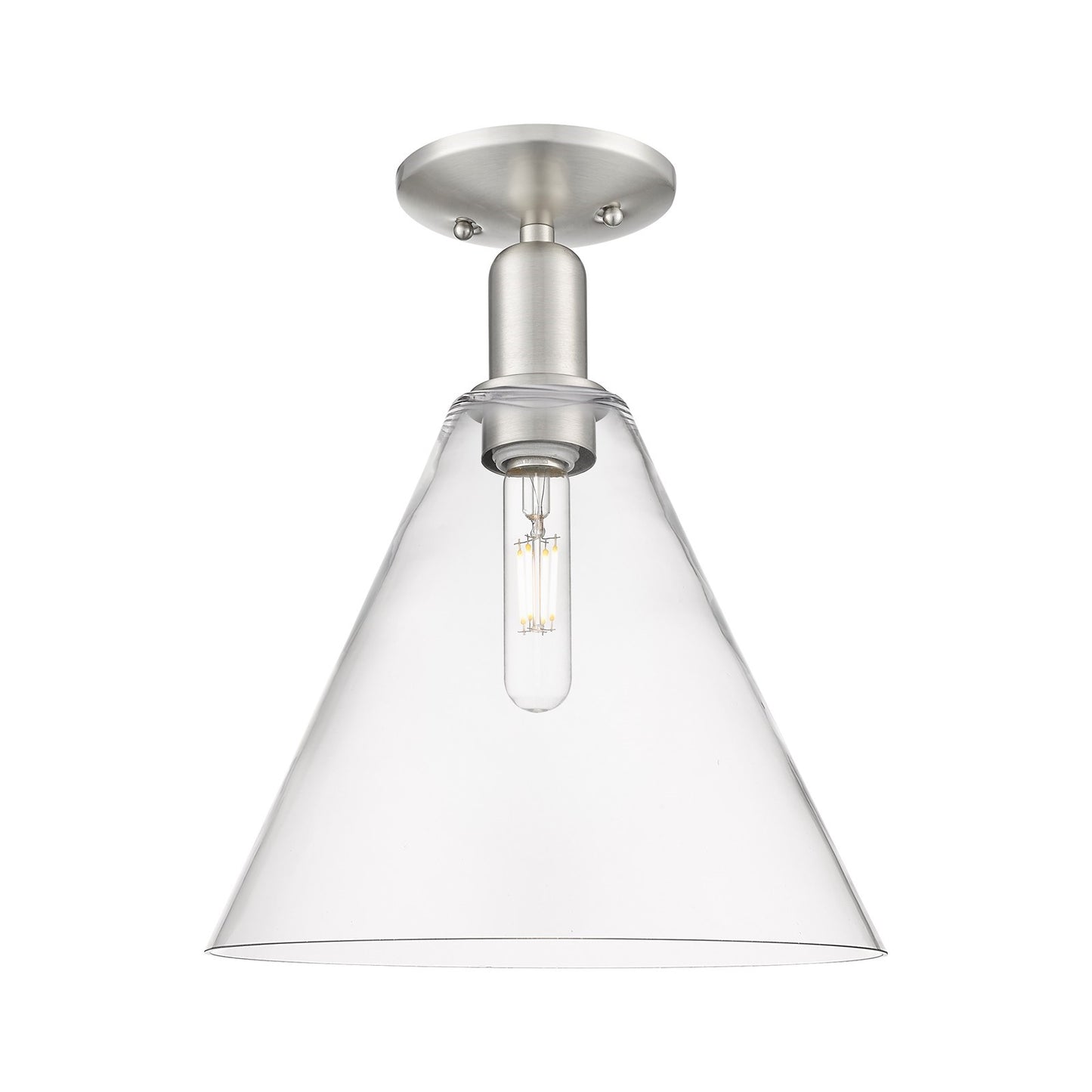 Innovations Berkshire Glass 12in 1-Light Semi-Flush Mount | Industrial Brushed Satin Nickel Steel and Clear Glass | Entryway & | Model 716-1C-SN-GBC-122