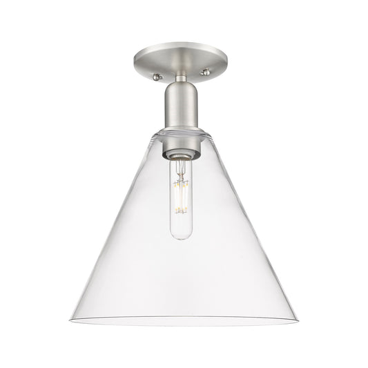 Innovations Berkshire Glass 12in 1-Light Semi-Flush Mount | Industrial Brushed Satin Nickel Steel and Clear Glass | Entryway & | Model 716-1C-SN-GBC-122