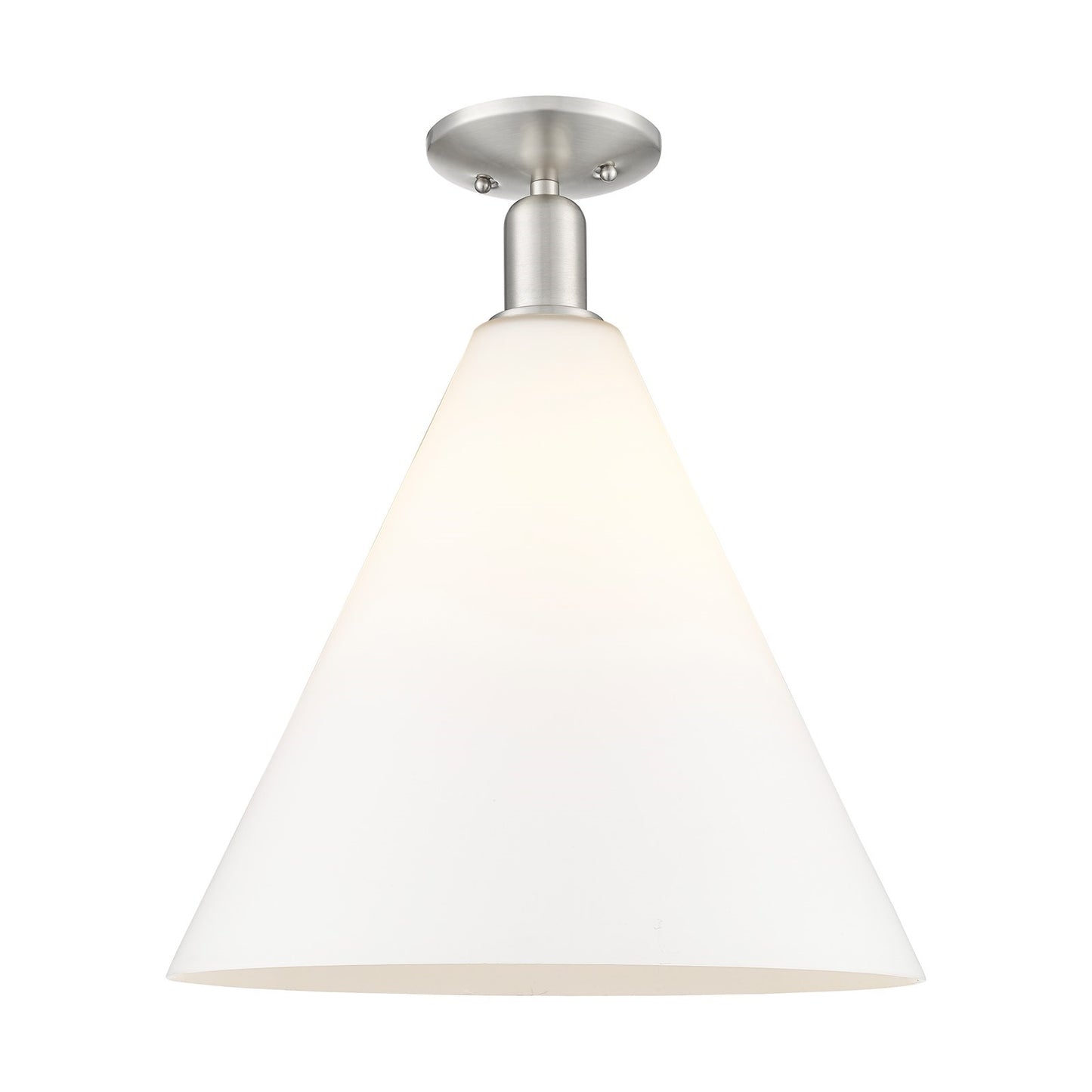 Innovations Berkshire Glass 16in 1-Light Semi-Flush Mount | Industrial Brushed Satin Nickel and Matte White Glass | Entryway & | Model 716-1C-SN-GBC-161