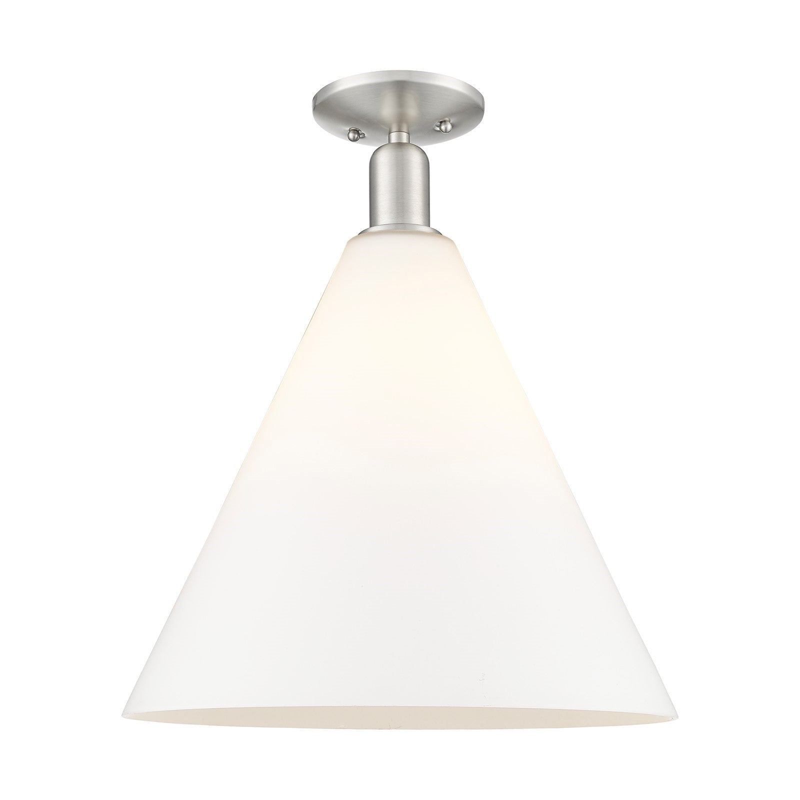 Innovations Berkshire Glass 16in 1-Light Semi-Flush Mount | Industrial Brushed Satin Nickel and Matte White Glass | Entryway & | Model 716-1C-SN-GBC-161