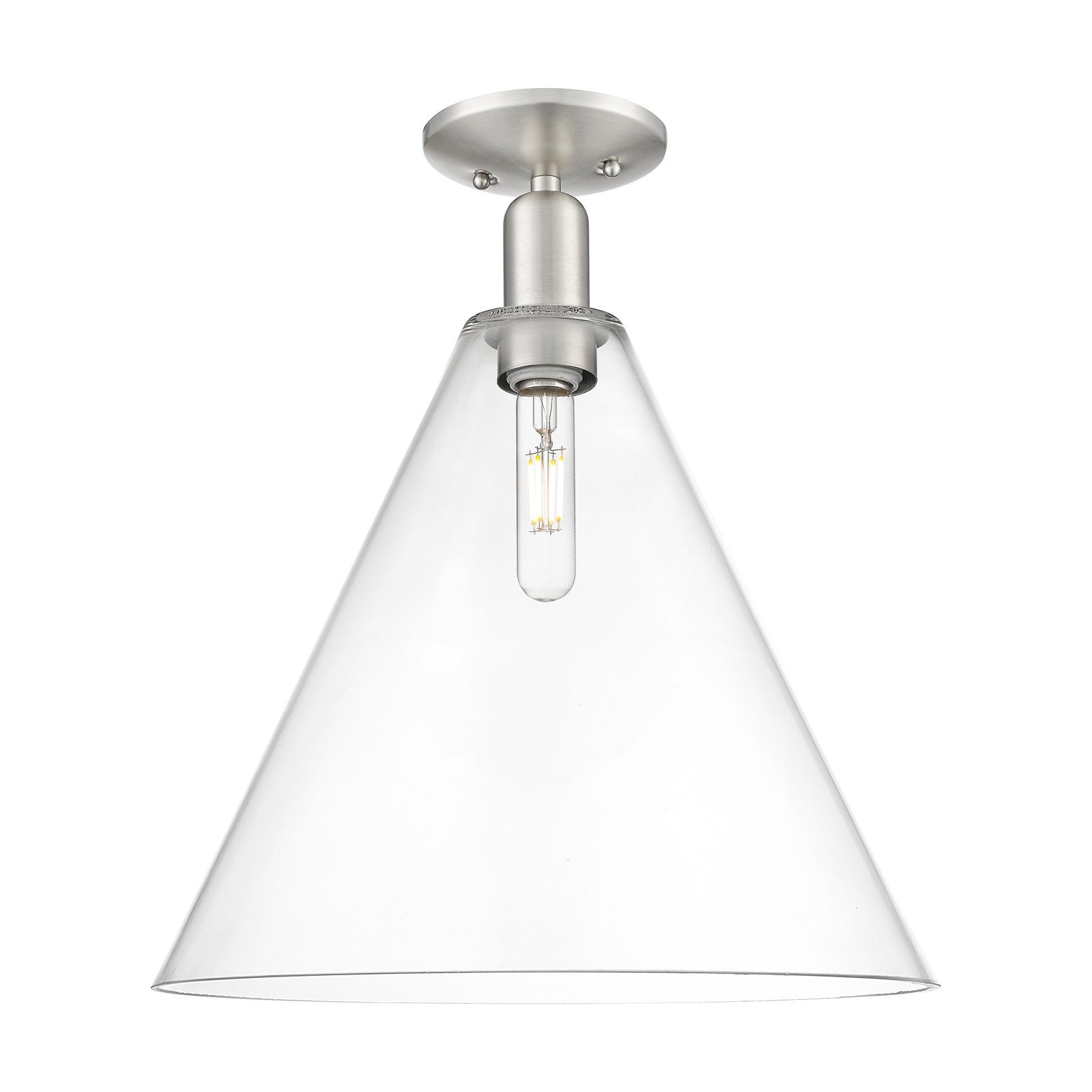 Innovations Berkshire Glass 16in 1-Light Semi-Flush Mount | Industrial Brushed Satin Nickel Steel and Clear Glass | Entryway & | Model 716-1C-SN-GBC-162