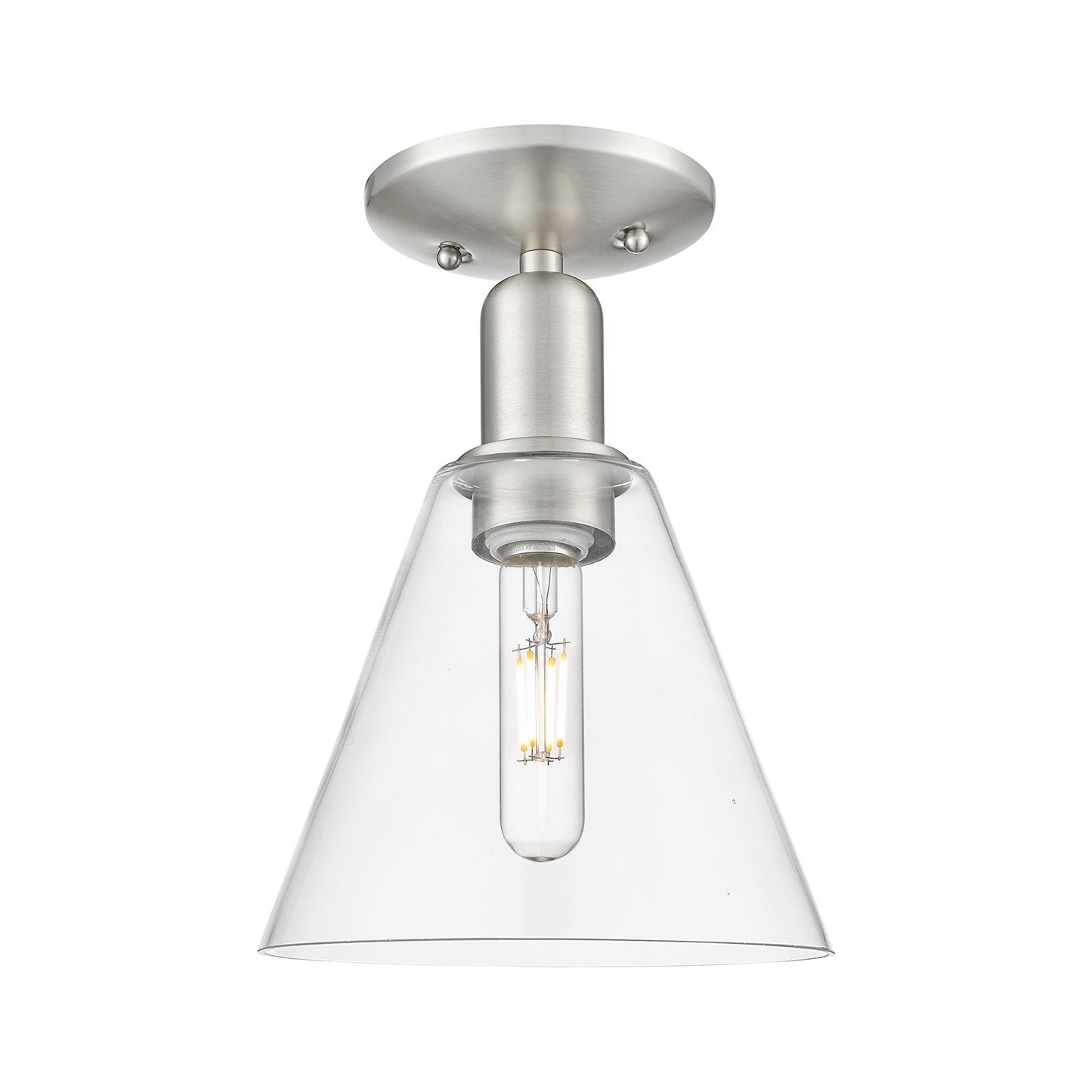 Innovations Berkshire Glass 8in 1-Light Semi-Flush Mount | Industrial Brushed Satin Nickel Steel and Clear Glass | Entryway & | Model 716-1C-SN-GBC-82