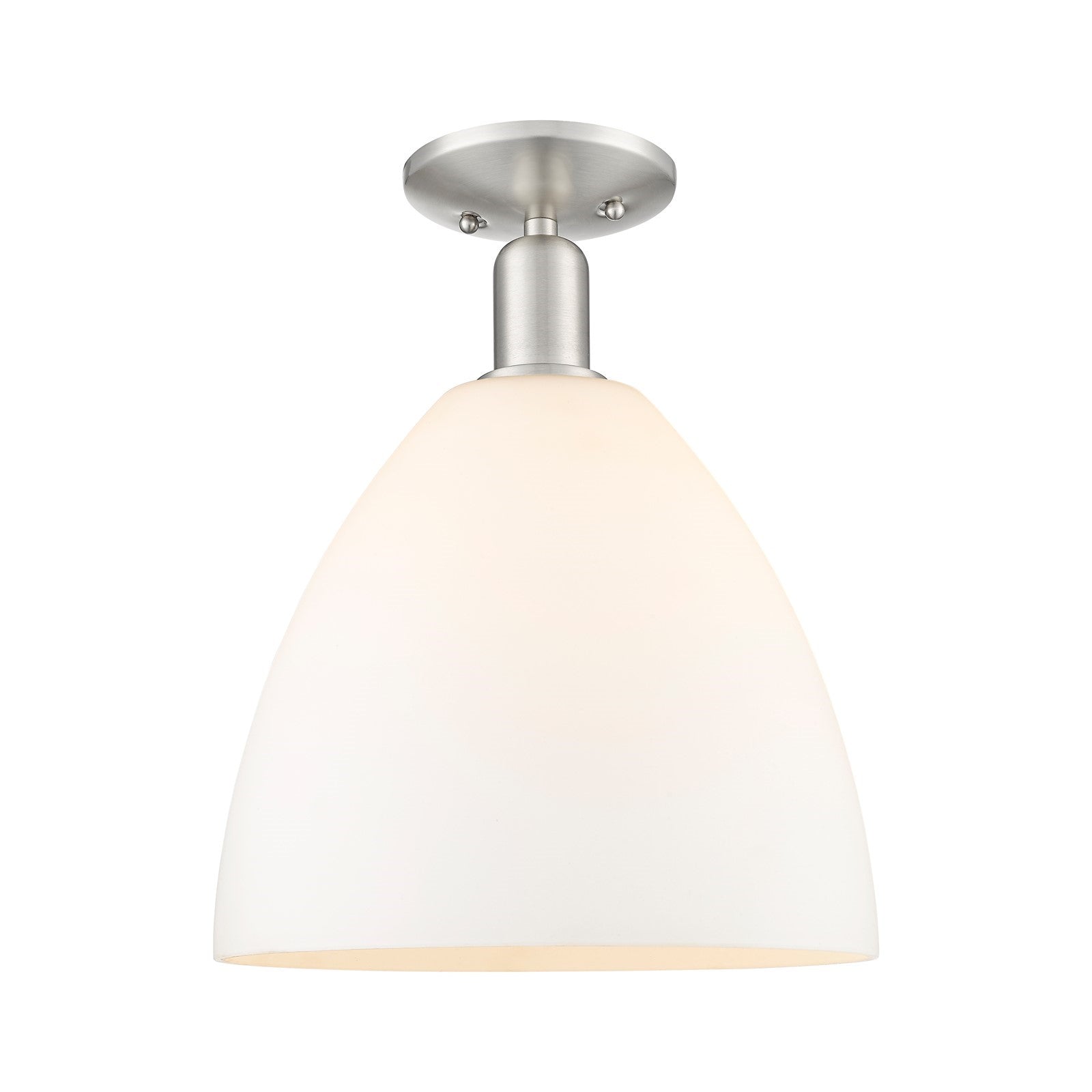 Innovations Bristol 12in 1-Light Semi-Flush Mount | Industrial Brushed Satin Nickel and Matte White Glass | Hallway & Entryway | Model 716-1C-SN-GBD-121