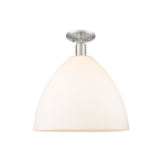 Innovations Bristol 16in 1-Light Semi-Flush Mount | Industrial Brushed Satin Nickel and Matte White Glass | Damp-Rated Entryway | Model 716-1C-SN-GBD-161