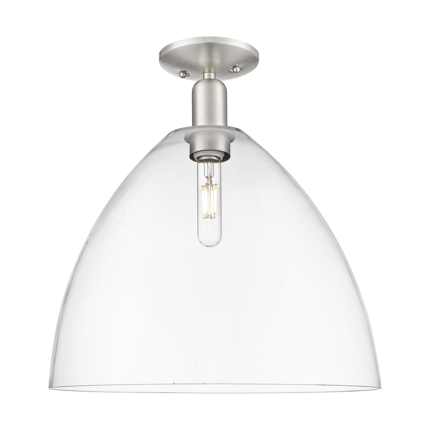 Innovations Bristol 16in 1-Light Semi-Flush Mount | Industrial Brushed Satin Nickel Steel and Clear Glass | Entryway & Hallway | Model 716-1C-SN-GBD-162