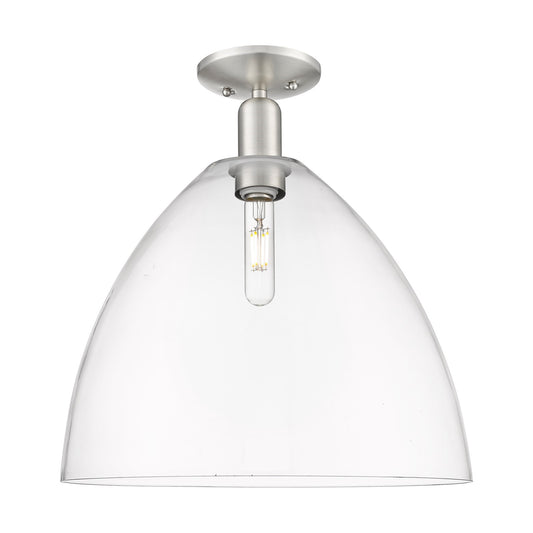 Innovations Bristol 16in 1-Light Semi-Flush Mount | Industrial Brushed Satin Nickel Steel and Clear Glass | Entryway & Hallway | Model 716-1C-SN-GBD-162