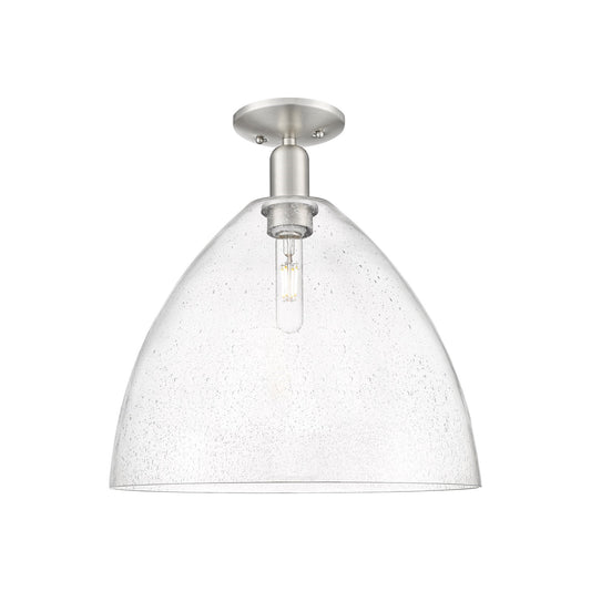 Innovations Bristol 16in 1-Light Semi-Flush Mount | Industrial Brushed Satin Nickel Steel and Seedy Glass | Entryway & Hallway | Model 716-1C-SN-GBD-164
