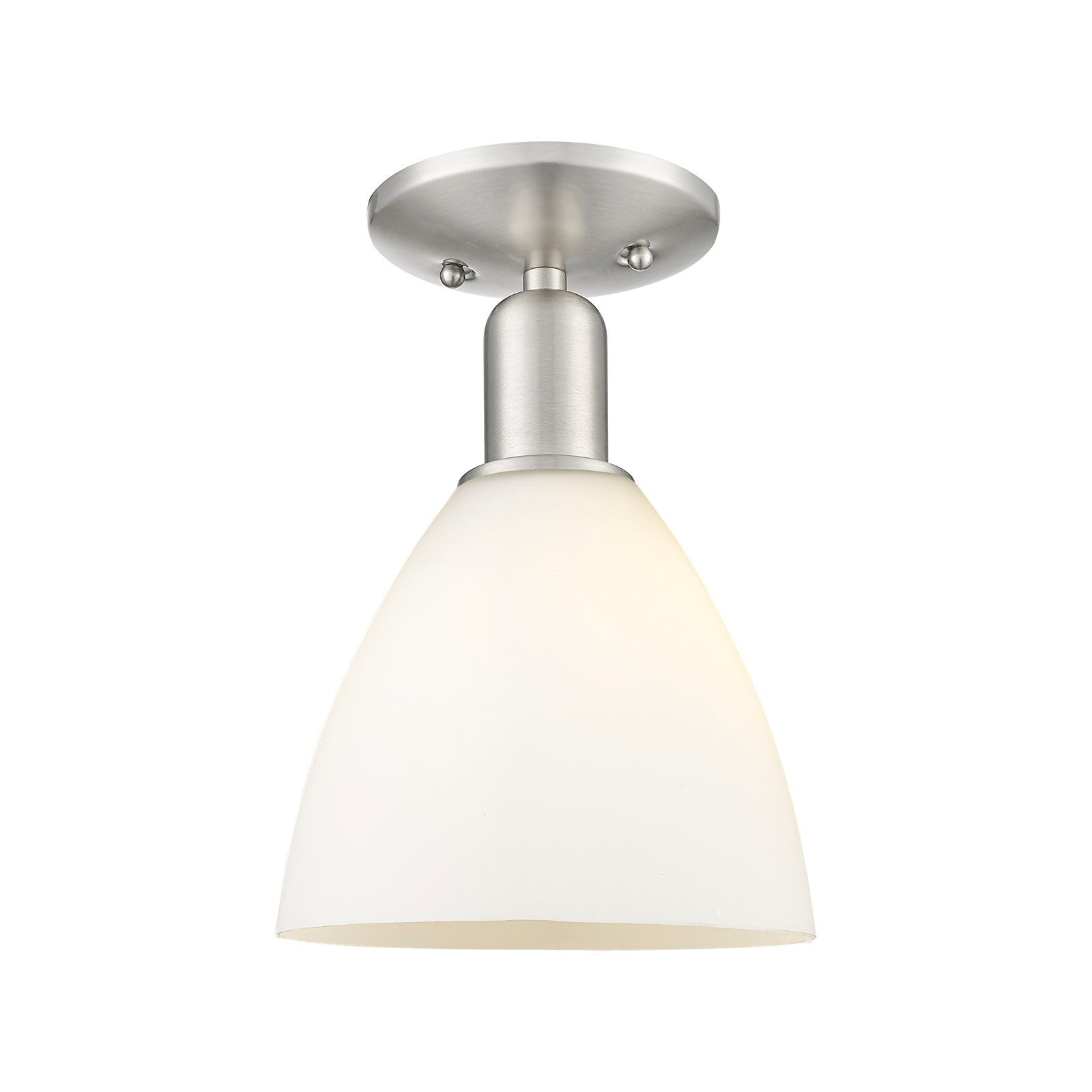 Innovations Bristol 7.5in 1-Light Semi-Flush Mount | Industrial Brushed Satin Nickel and Matte White Glass | Hallway & Entryway | Model 716-1C-SN-GBD-751
