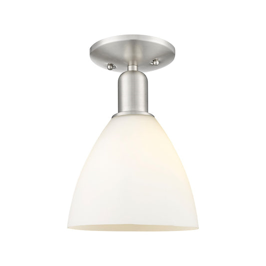 Innovations Bristol 7.5in 1-Light Semi-Flush Mount | Industrial Brushed Satin Nickel and Matte White Glass | Hallway & Entryway | Model 716-1C-SN-GBD-751