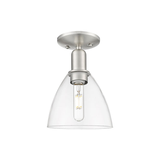 Innovations Bristol 8in 1-Light Semi-Flush Mount | Industrial Brushed Satin Nickel and Clear Glass | Entryway & Hallway | 7.5 x | Model 716-1C-SN-GBD-752