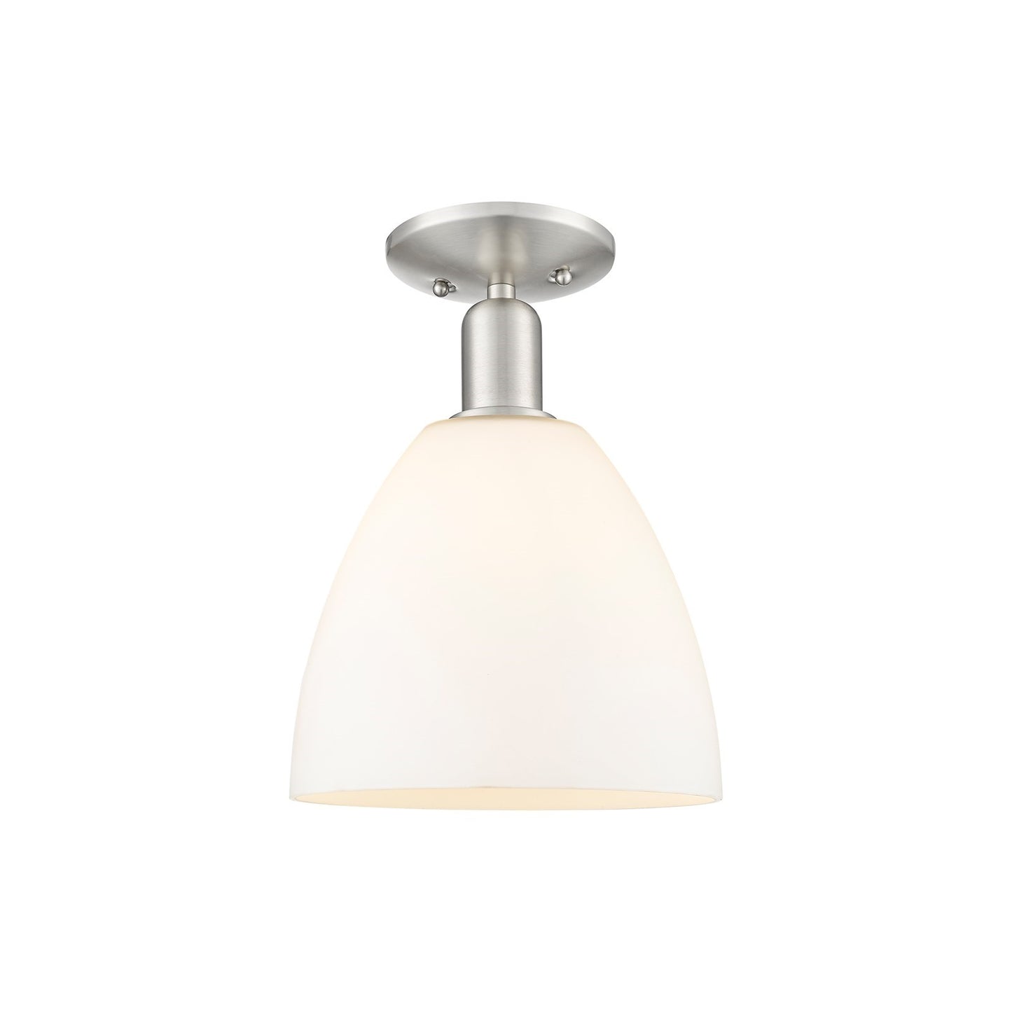 Innovations Bristol 9in 1-Light Semi-Flush Mount | Industrial Brushed Satin Nickel and Matte White Glass | Kitchen & Hallway | 9 | Model 716-1C-SN-GBD-91