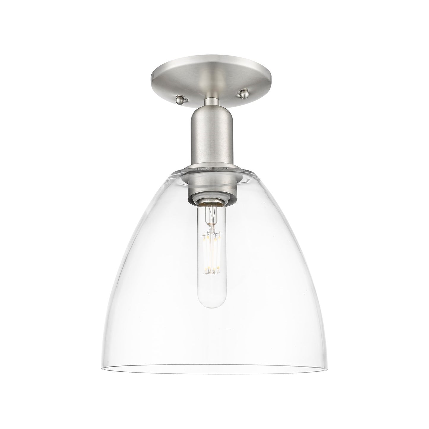 Innovations Bristol 9in 1-Light Semi-Flush Mount | Industrial Brushed Satin Nickel and Clear Glass | Damp-Rated Hallway & | Model 716-1C-SN-GBD-92