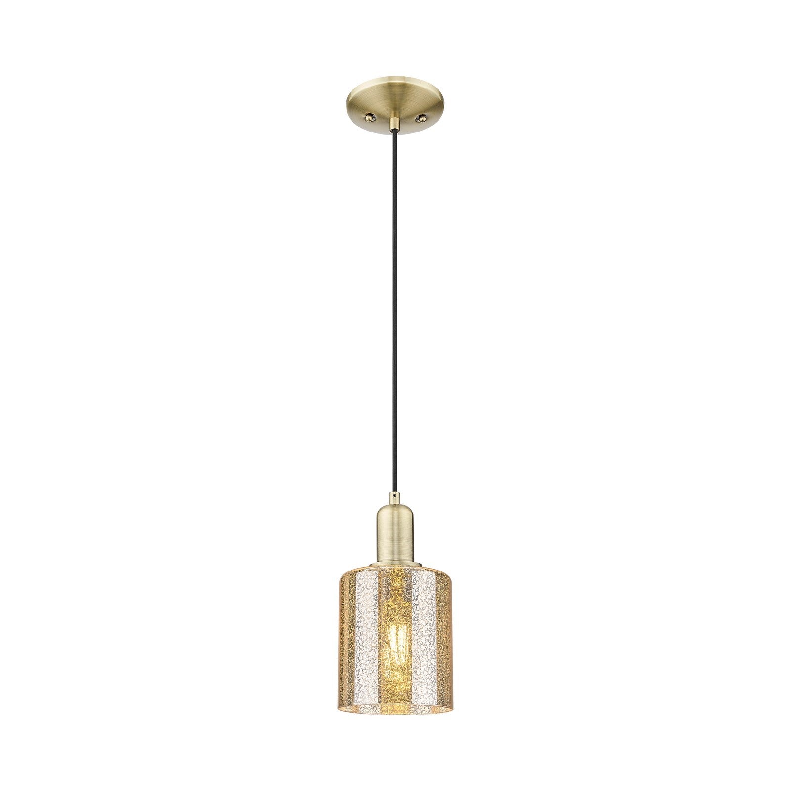 Innovations Cobbleskill 5in 1-Light Mini Pendant | Industrial Antique Brass Steel and Mercury Glass | Kitchen Island & Dining Room | Model 716-1P-AB-G116