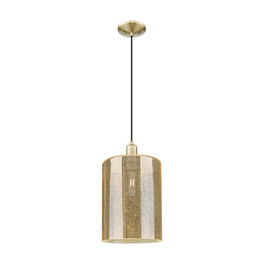 Innovations Cobbleskill 9in 1-Light Mini Pendant | Industrial Antique Brass Steel and Mercury Glass | Kitchen Island & Dining | Model 716-1P-AB-G116-L