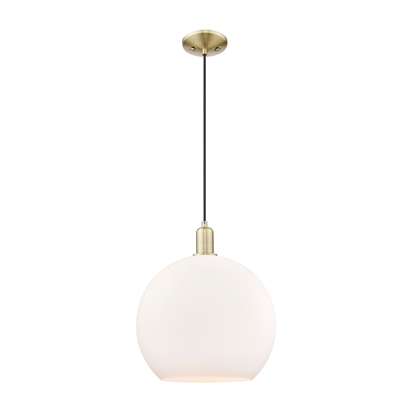Innovations Athens 14in 1-Light Mini Pendant | Industrial Antique Brass and Matte White Glass | Kitchen Island & Dining Room | Model 716-1P-AB-G121-14