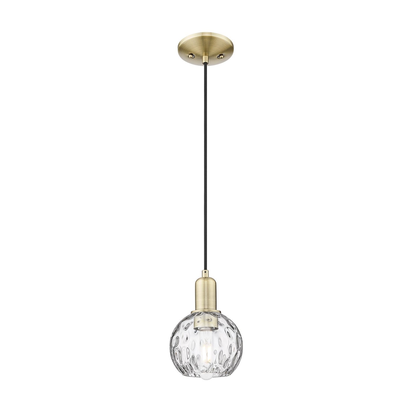 Innovations Athens Water Glass 6in 1-Light Mini Pendant | Industrial Antique Brass Steel and Clear Water Glass | Kitchen Island | Model 716-1P-AB-G1215-6