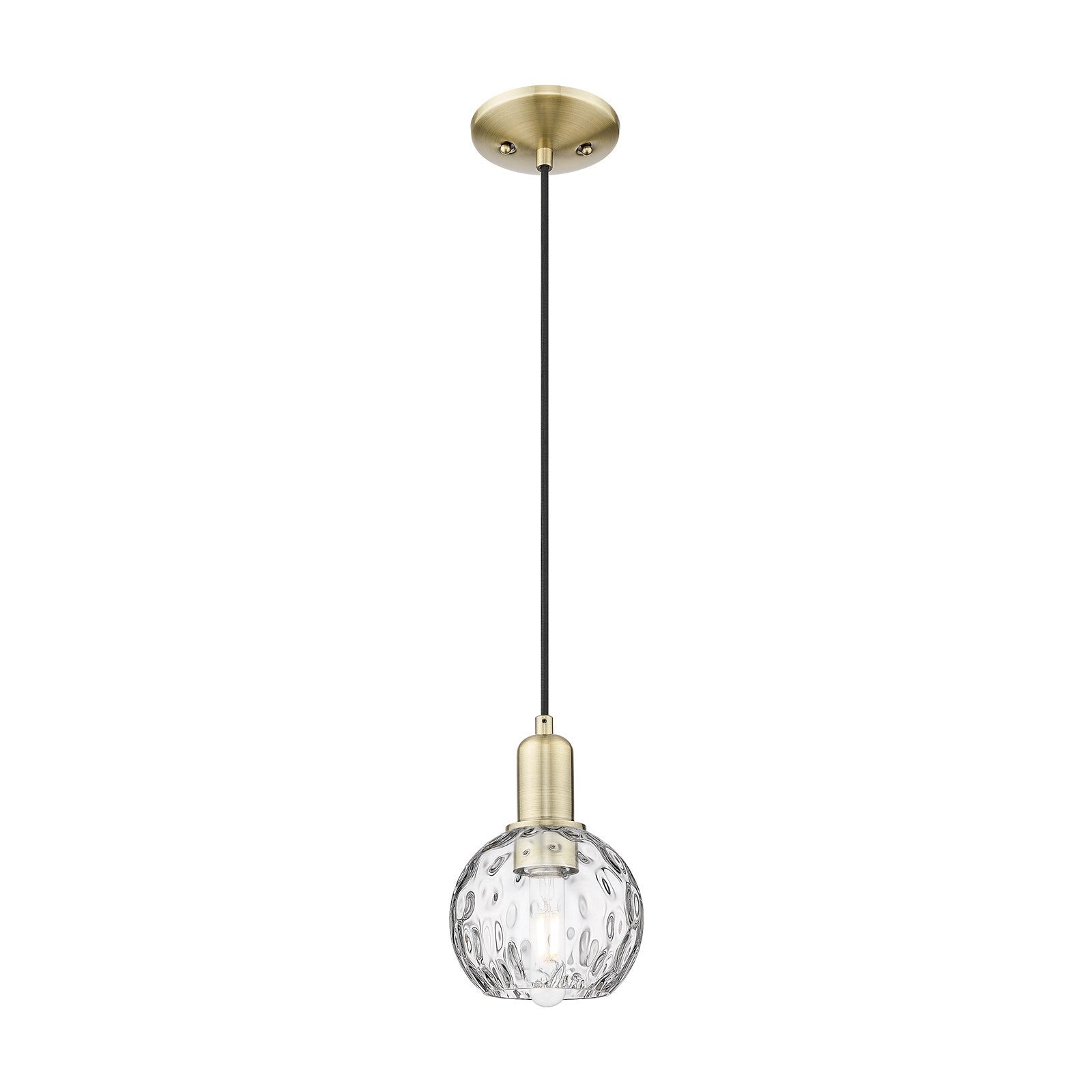Innovations Athens Water Glass 6in 1-Light Mini Pendant | Industrial Antique Brass Steel and Clear Water Glass | Kitchen Island | Model 716-1P-AB-G1215-6