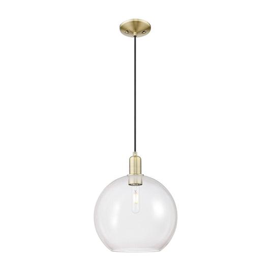 Innovations Athens 12in 1-Light Mini Pendant | Industrial Antique Brass Steel and Clear Glass | Kitchen Island & Dining Room | Model 716-1P-AB-G122-12