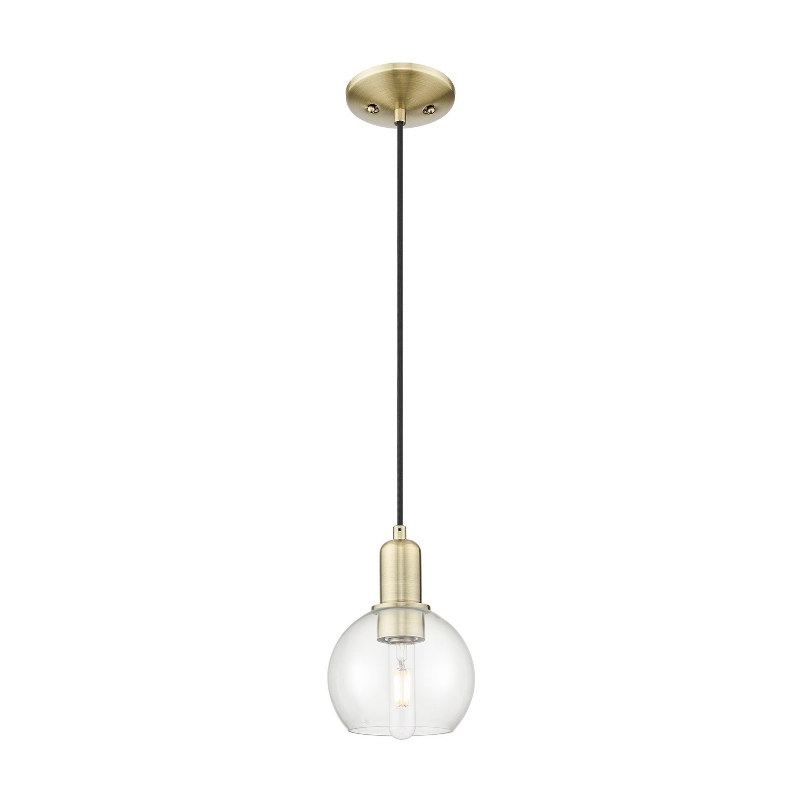 Innovations Athens 6in 1-Light Mini Pendant | Industrial Antique Brass and Clear Glass | Kitchen Island & Dining Room | 5.88 x | Model 716-1P-AB-G122-6