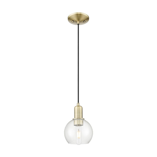 Innovations Athens 6in 1-Light Mini Pendant | Industrial Antique Brass and Clear Glass | Kitchen Island & Dining Room | 5.88 x | Model 716-1P-AB-G122-6