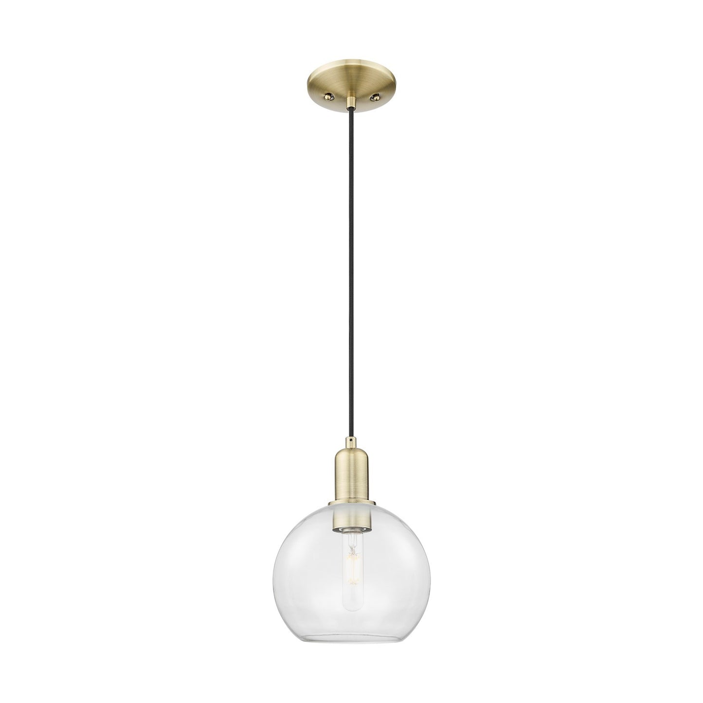 Innovations Athens 8in 1-Light Mini Pendant | Industrial Antique Brass and Clear Glass | Kitchen Island & Dining Room | 8 x 8 x | Model 716-1P-AB-G122-8