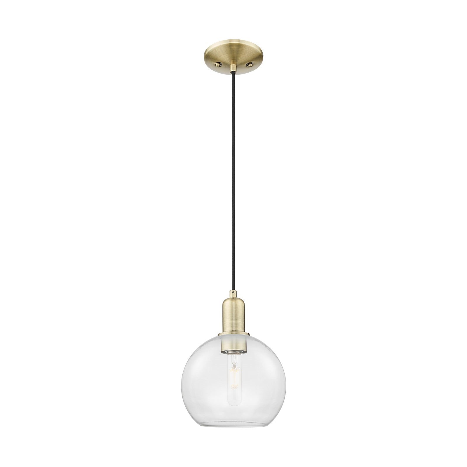 Innovations Athens 8in 1-Light Mini Pendant | Industrial Antique Brass and Clear Glass | Kitchen Island & Dining Room | 8 x 8 x | Model 716-1P-AB-G122-8