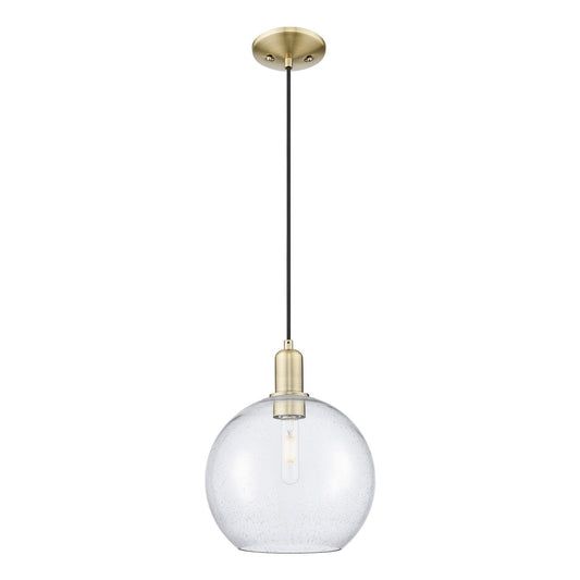 Innovations Athens 10in 1-Light Mini Pendant | Industrial Antique Brass Steel and Seedy Glass | Kitchen Island & Dining Room | Model 716-1P-AB-G124-10