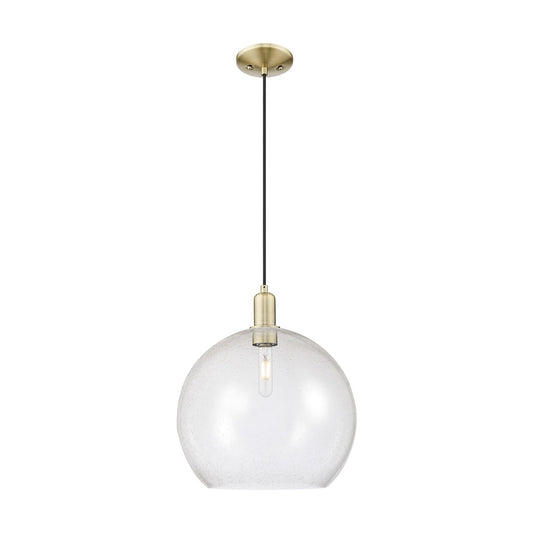 Innovations Athens 14in 1-Light Mini Pendant | Industrial Antique Brass Steel and Seedy Glass | Kitchen Island & Dining Room | Model 716-1P-AB-G124-14
