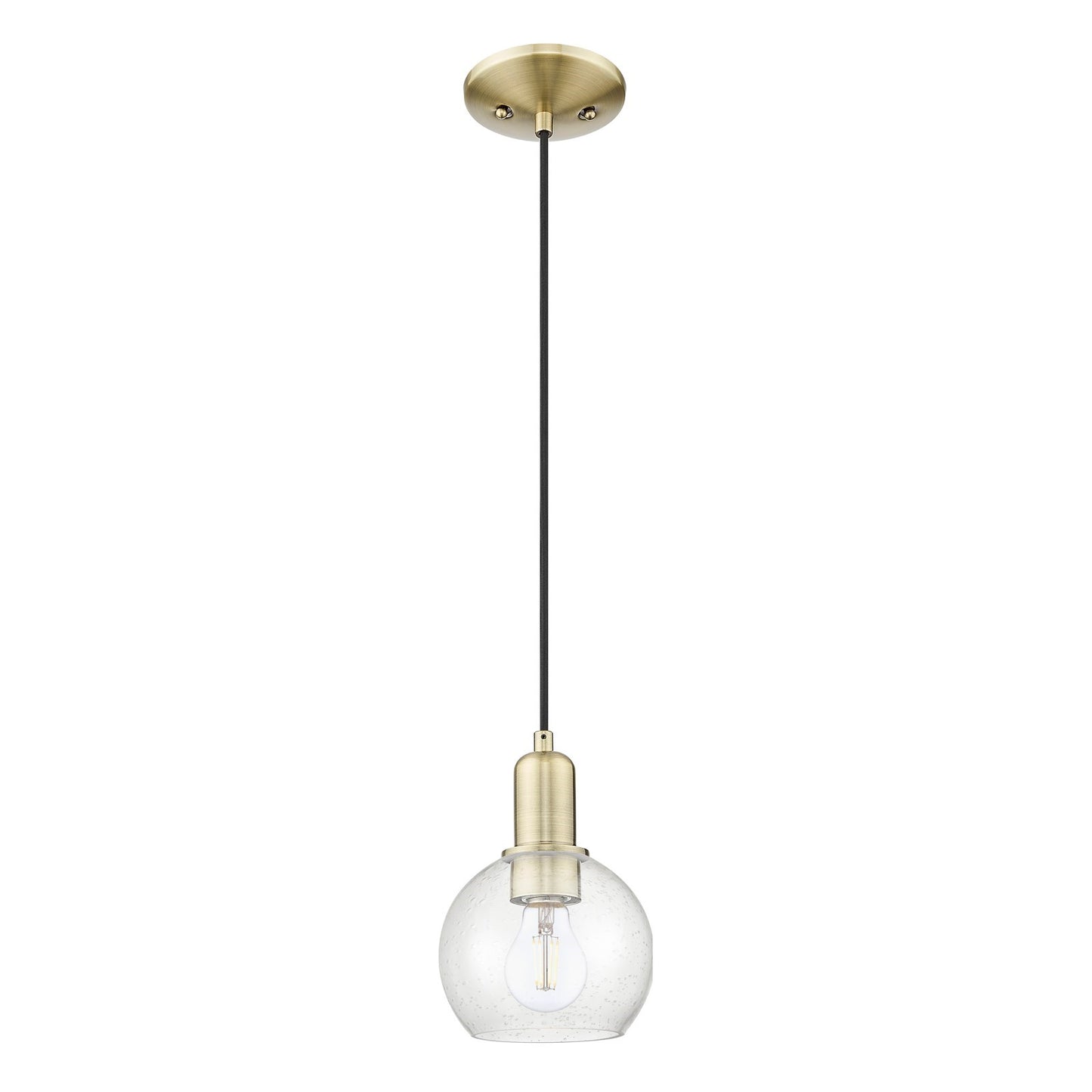 Innovations Athens 6in 1-Light Mini Pendant | Industrial Antique Brass and Seedy Glass | Kitchen Island & Dining Room | 5.88 x | Model 716-1P-AB-G124-6
