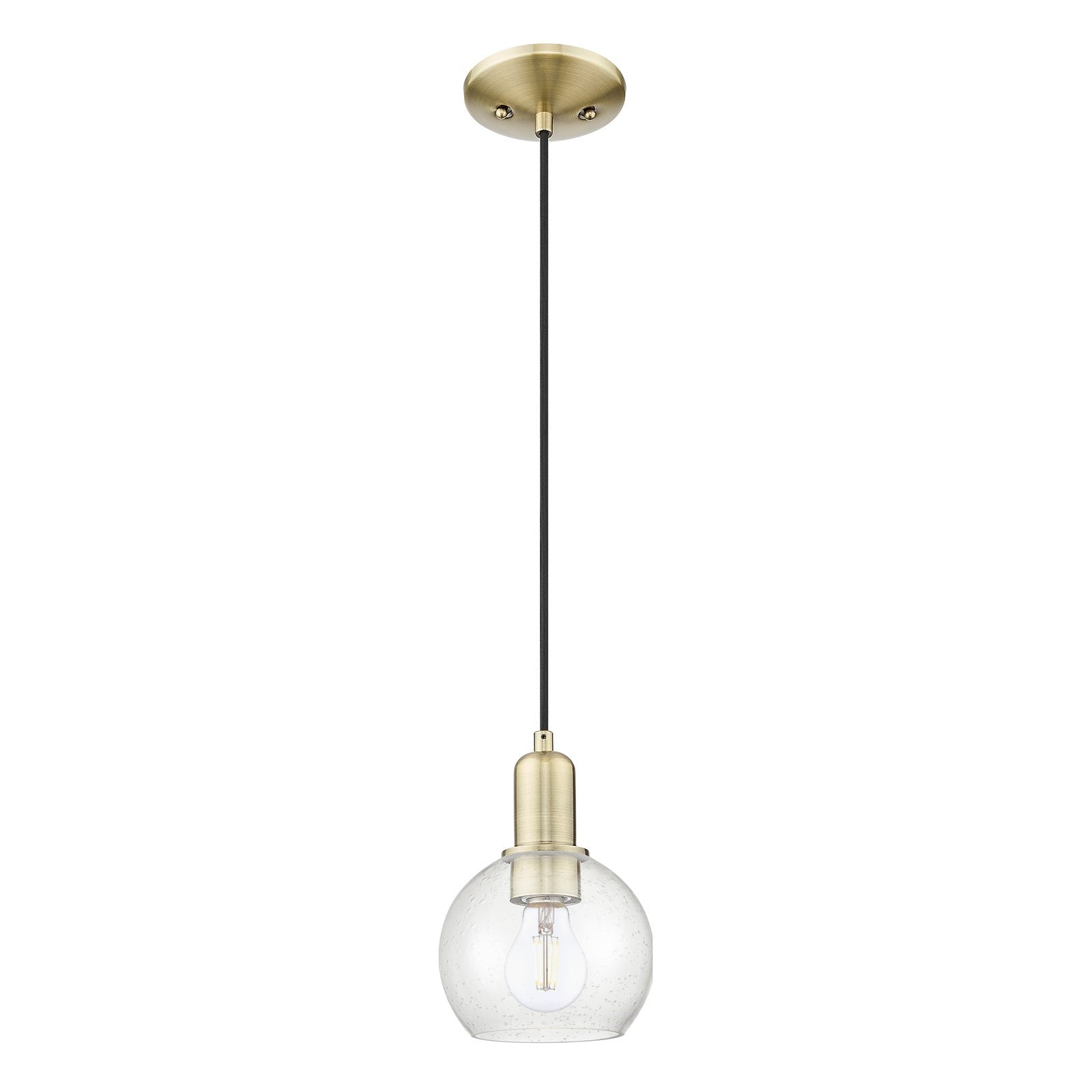 Innovations Athens 6in 1-Light Mini Pendant | Industrial Antique Brass and Seedy Glass | Kitchen Island & Dining Room | 5.88 x | Model 716-1P-AB-G124-6