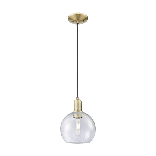 Innovations Athens 8in 1-Light Mini Pendant | Industrial Antique Brass and Seedy Glass | Kitchen Island & Dining Room | 8 x 8 x | Model 716-1P-AB-G124-8