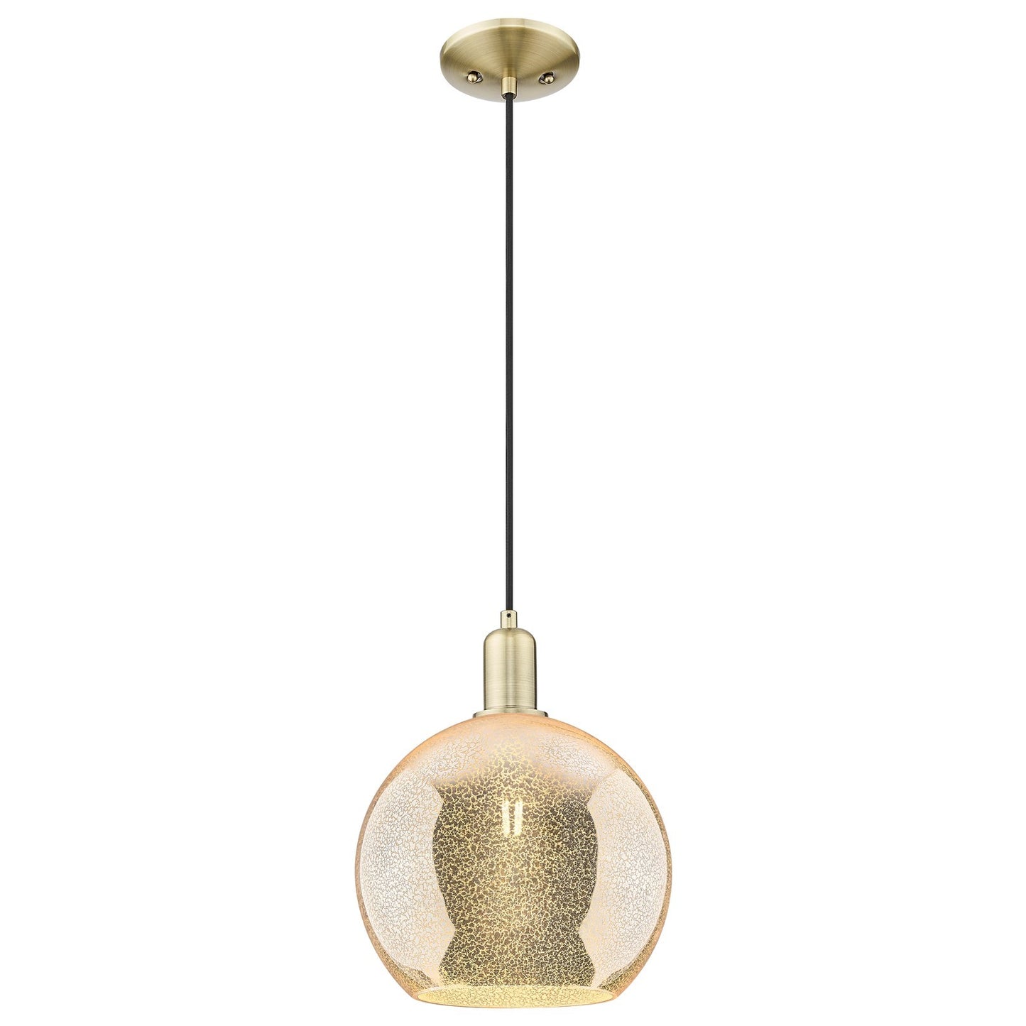 Innovations Athens 10in 1-Light Mini Pendant | Industrial Antique Brass Steel and Mercury Glass | Kitchen Island & Dining Room | Model 716-1P-AB-G128-10
