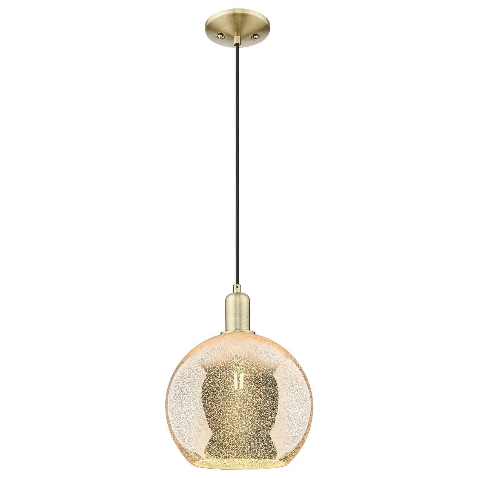 Innovations Athens 10in 1-Light Mini Pendant | Industrial Antique Brass Steel and Mercury Glass | Kitchen Island & Dining Room | Model 716-1P-AB-G128-10