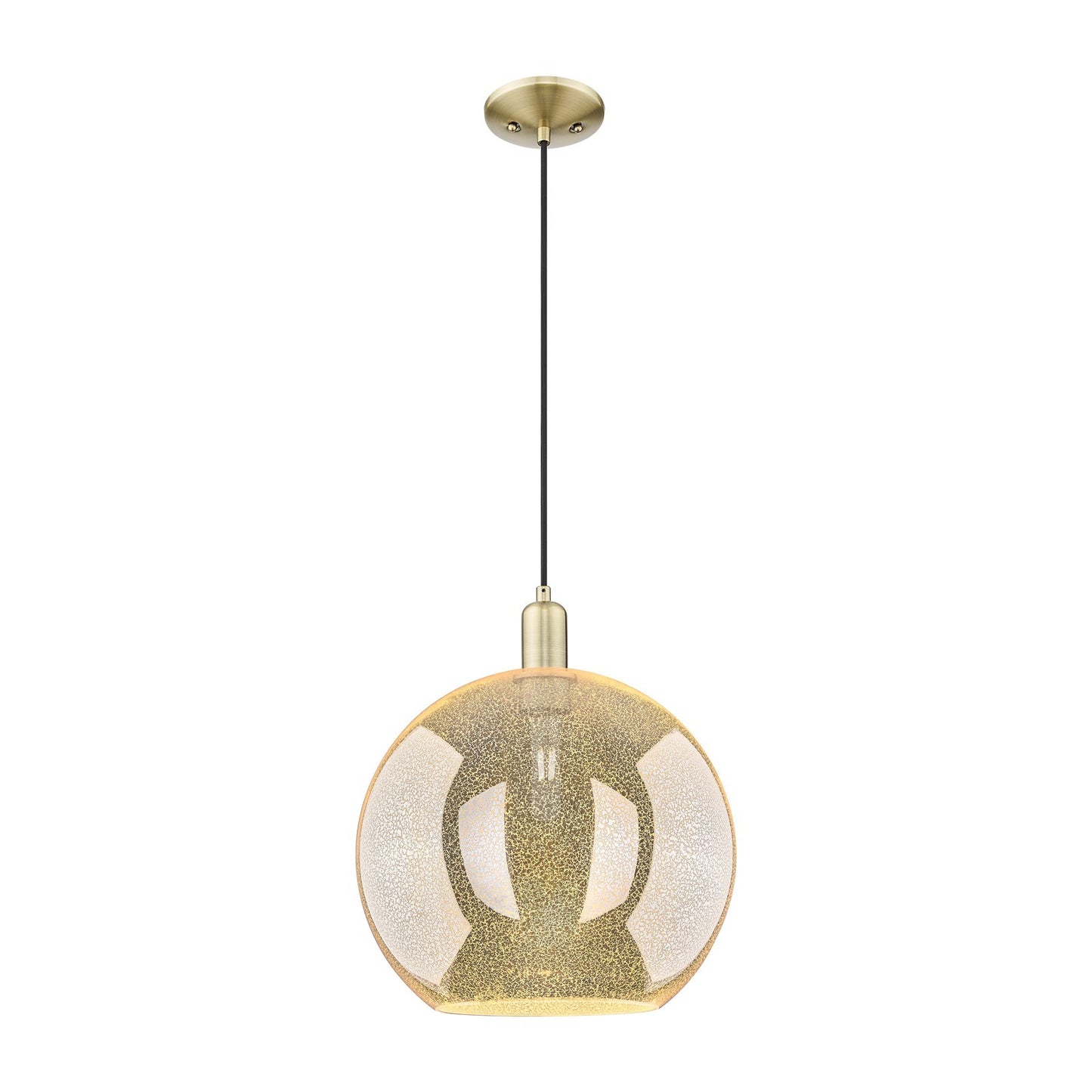 Innovations Athens 12in 1-Light Mini Pendant | Industrial Antique Brass Steel and Mercury Glass | Kitchen Island & Dining Room | Model 716-1P-AB-G128-12