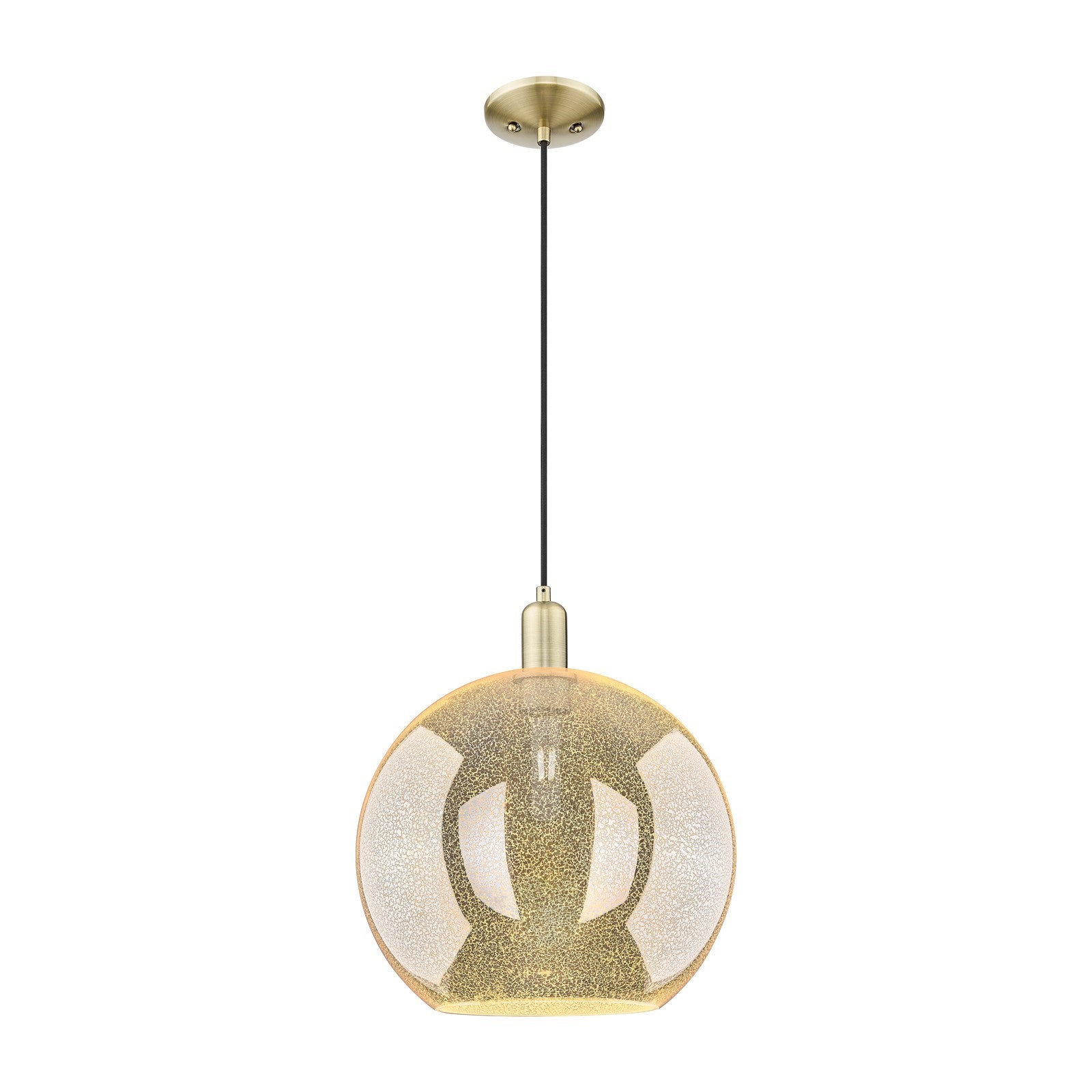 Innovations Athens 12in 1-Light Mini Pendant | Industrial Antique Brass Steel and Mercury Glass | Kitchen Island & Dining Room | Model 716-1P-AB-G128-12