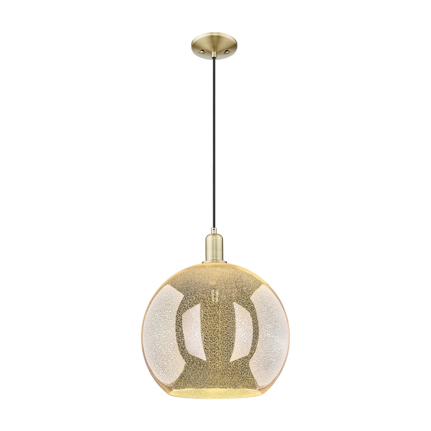 Innovations Athens 14in 1-Light Mini Pendant | Industrial Antique Brass Steel and Mercury Glass | Kitchen Island & Dining Room | Model 716-1P-AB-G128-14