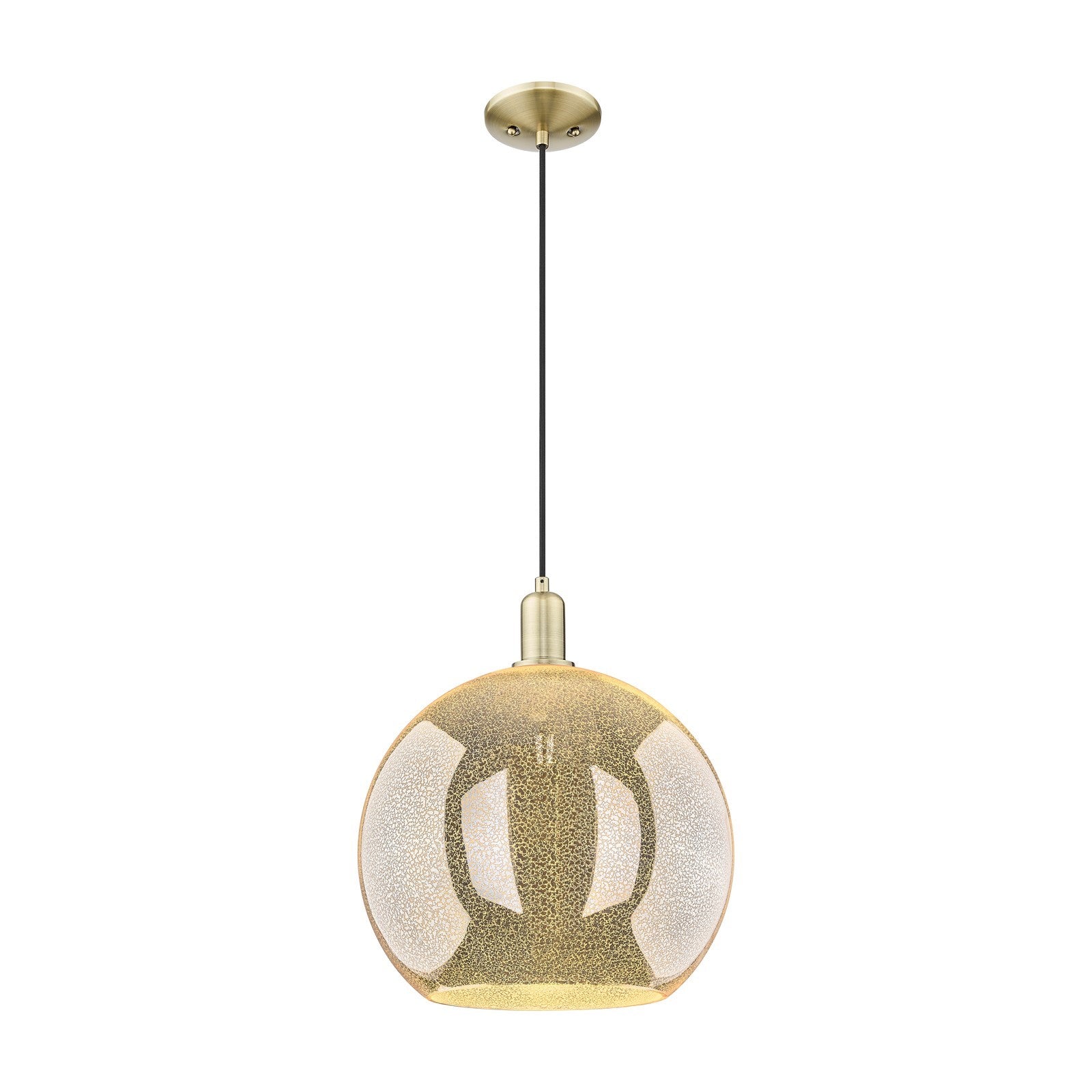 Innovations Athens 14in 1-Light Mini Pendant | Industrial Antique Brass Steel and Mercury Glass | Kitchen Island & Dining Room | Model 716-1P-AB-G128-14