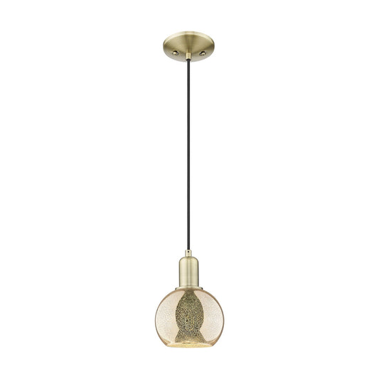 Innovations Athens 6in 1-Light Mini Pendant | Industrial Antique Brass and Mercury Glass | Kitchen Island | 5.88 x 5.88 x 8.7 in | Model 716-1P-AB-G128-6