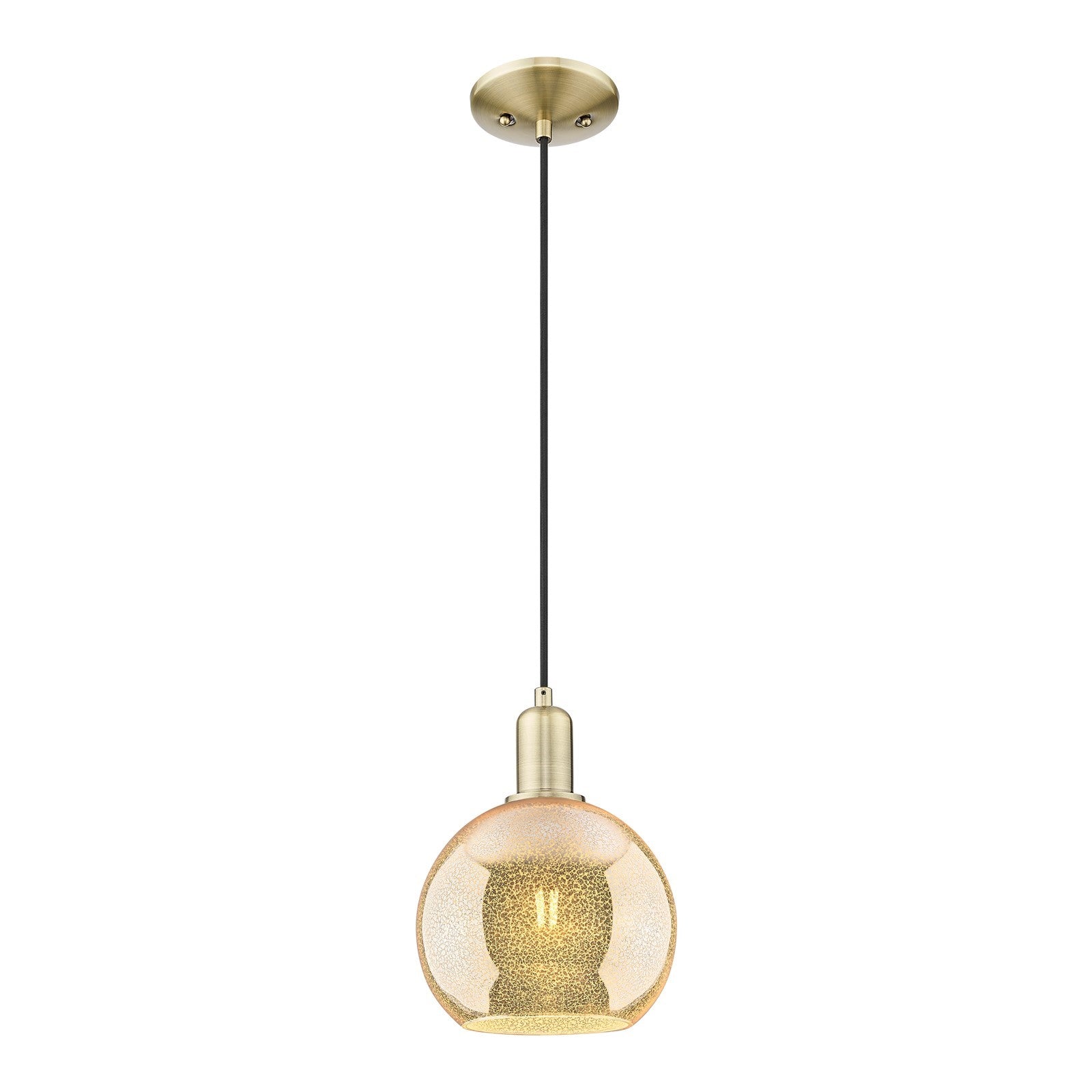 Innovations Athens 8in 1-Light Mini Pendant | Industrial Antique Brass and Mercury Glass | Kitchen Island & Dining Room | 8 x 8 x | Model 716-1P-AB-G128-8