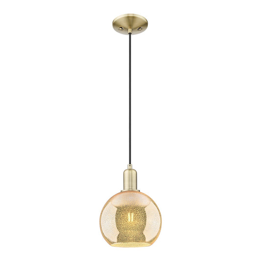 Innovations Athens 8in 1-Light Mini Pendant | Industrial Antique Brass and Mercury Glass | Kitchen Island & Dining Room | 8 x 8 x | Model 716-1P-AB-G128-8