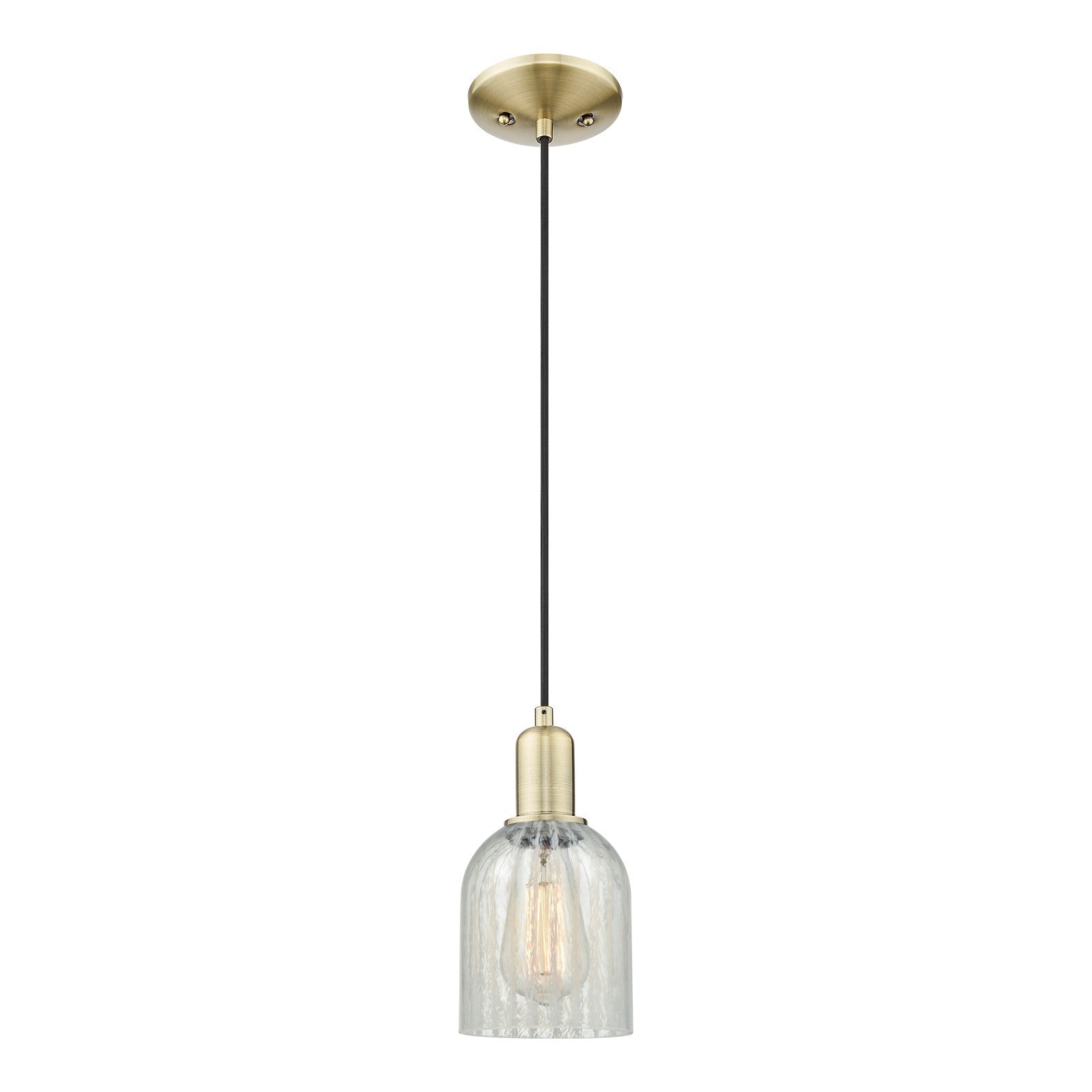 Innovations Caledonia 5in 1-Light Mini Pendant | Industrial Antique Brass Steel and Mouchette Glass | Kitchen Island & Dining Room | Model 716-1P-AB-G2511