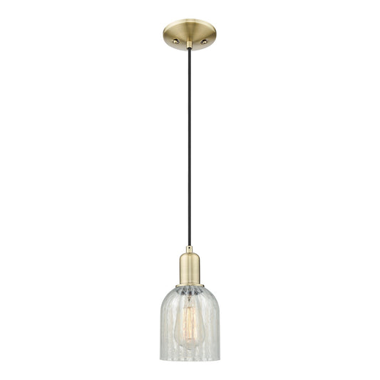 Innovations Caledonia 5in 1-Light Mini Pendant | Industrial Antique Brass Steel and Mouchette Glass | Kitchen Island & Dining Room | Model 716-1P-AB-G2511