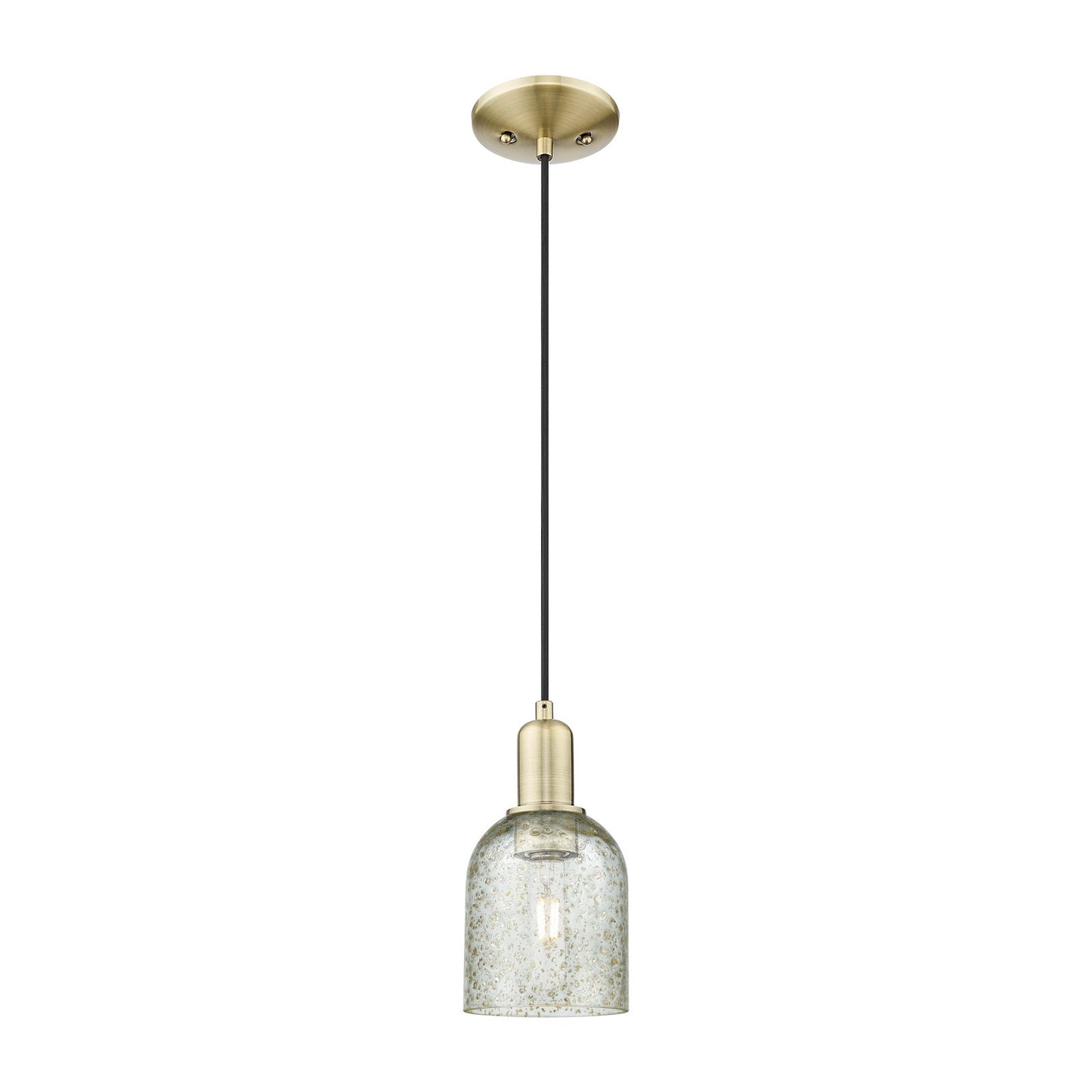 Innovations Caledonia 5in 1-Light Mini Pendant | Industrial Antique Brass and Mica Glass | Kitchen Island & Dining Room | 5 x 5 x | Model 716-1P-AB-G259