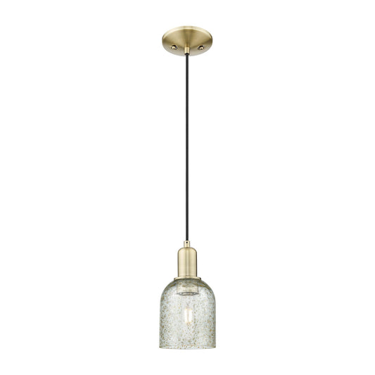 Innovations Caledonia 5in 1-Light Mini Pendant | Industrial Antique Brass and Mica Glass | Kitchen Island & Dining Room | 5 x 5 x | Model 716-1P-AB-G259