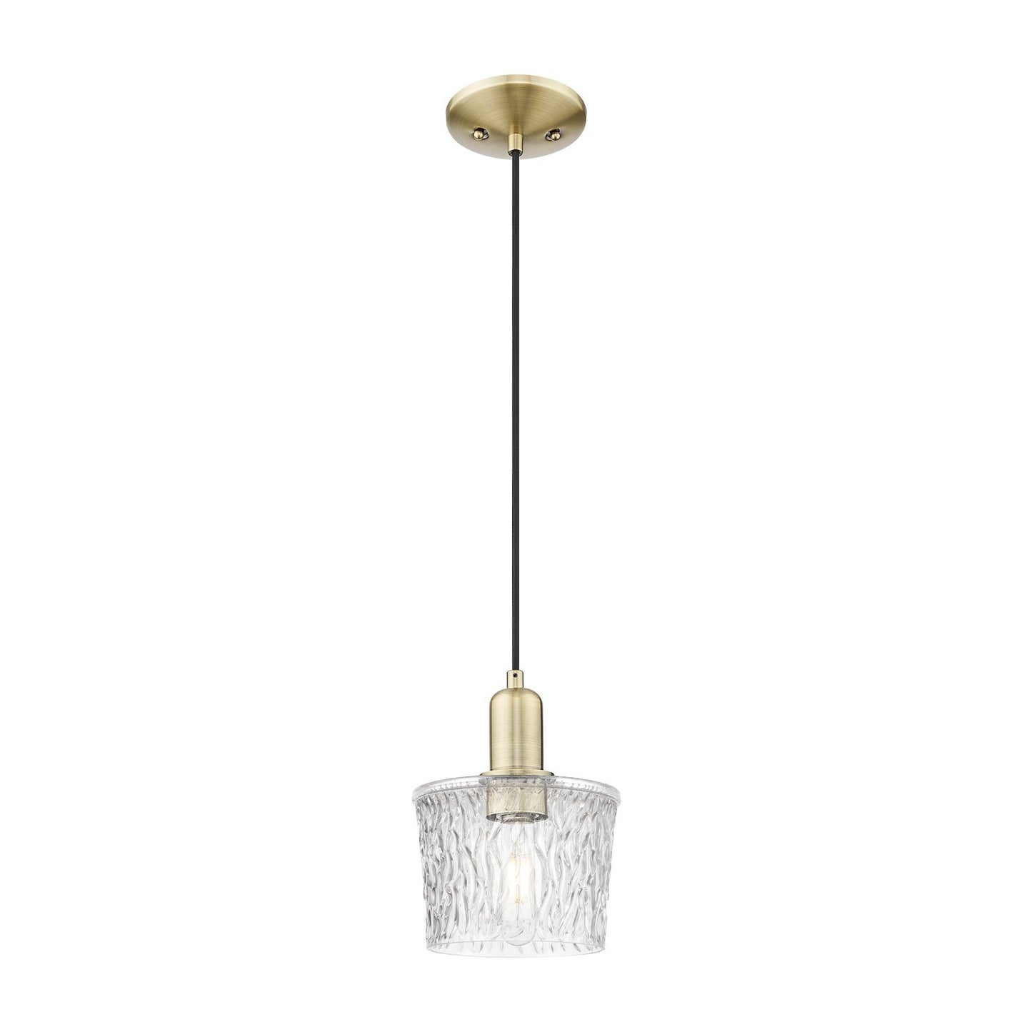 Innovations Niagara 7in 1-Light Mini Pendant | Industrial Antique Brass and Clear Glass | Kitchen Island & Dining Room | 6.5 x 9.32 | Model 716-1P-AB-G402