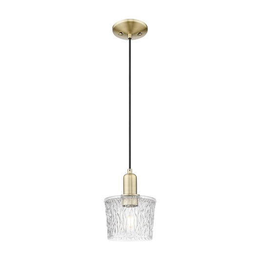 Innovations Niagara 7in 1-Light Mini Pendant | Industrial Antique Brass and Clear Glass | Kitchen Island & Dining Room | 6.5 x 9.32 | Model 716-1P-AB-G402