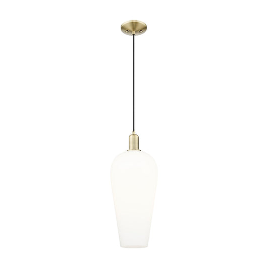 Innovations Chelsea 8in 1-Light Mini Pendant | Industrial Antique Brass and White Glass | Kitchen Island & Dining Room | 8 x 8 | Model 716-1P-AB-G456-8WH