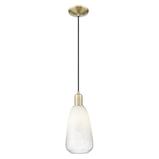Innovations Brookhaven Almond 6in 1-Light Mini Pendant | Industrial Antique Brass and Opal Glass | Kitchen Island & Dining Room | Model 716-1P-AB-G480-6OP