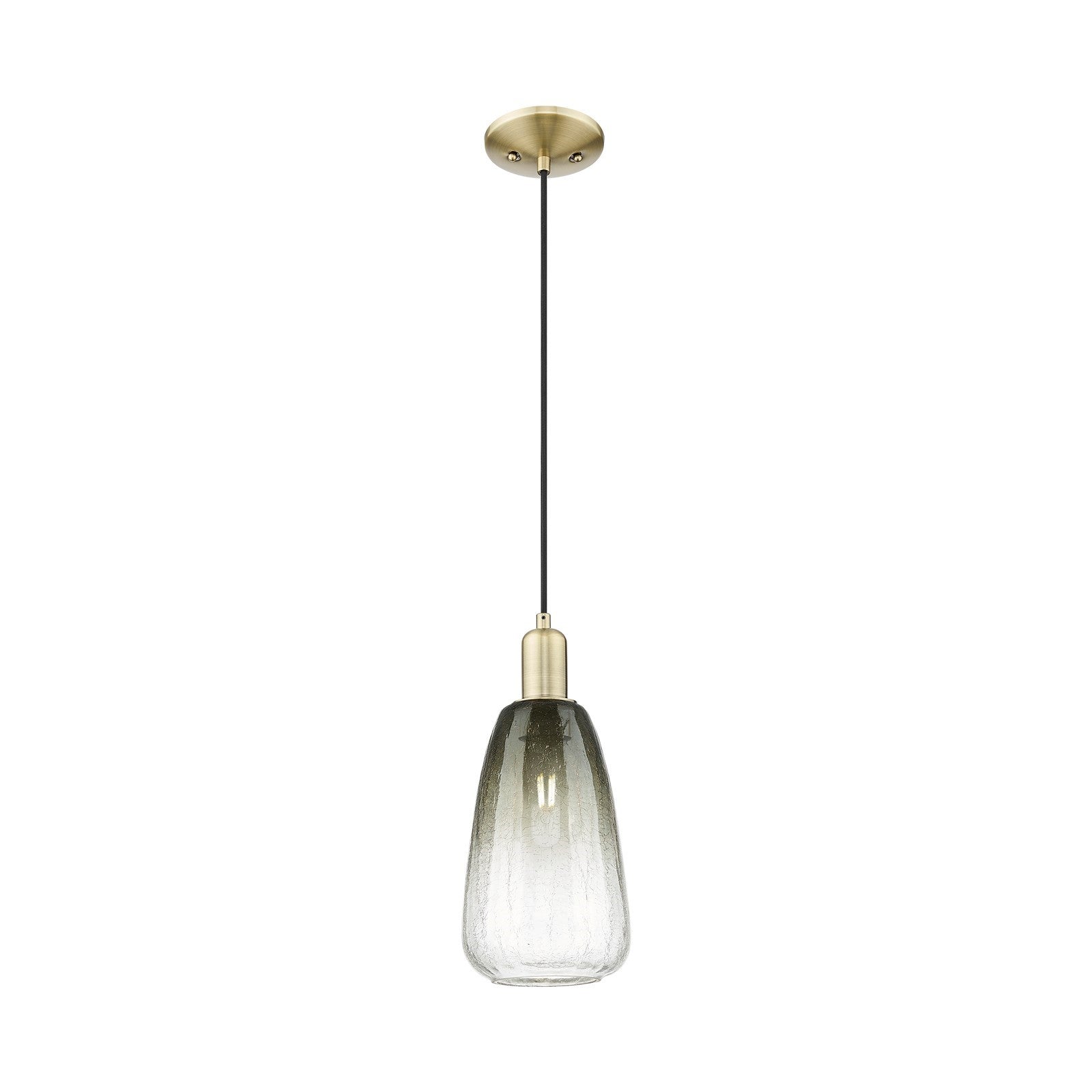 Innovations Brookhaven Almond 6in 1-Light Mini Pendant | Industrial Antique Brass Steel and Slate Glass | Kitchen Island & | Model 716-1P-AB-G480-6SL